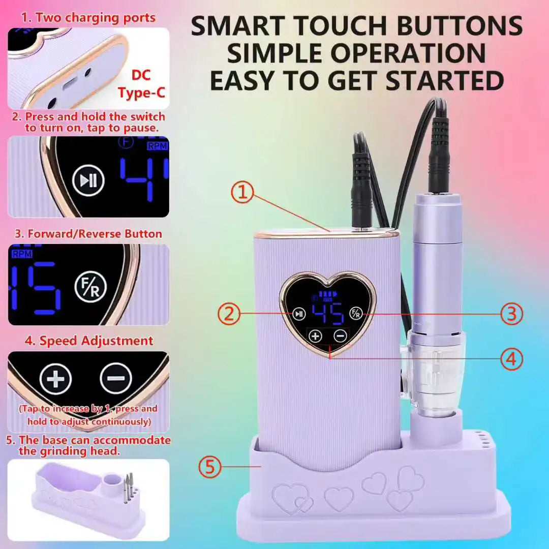 45,000 RPM Rechargeable Electric Nail Drill | Professional Manicure