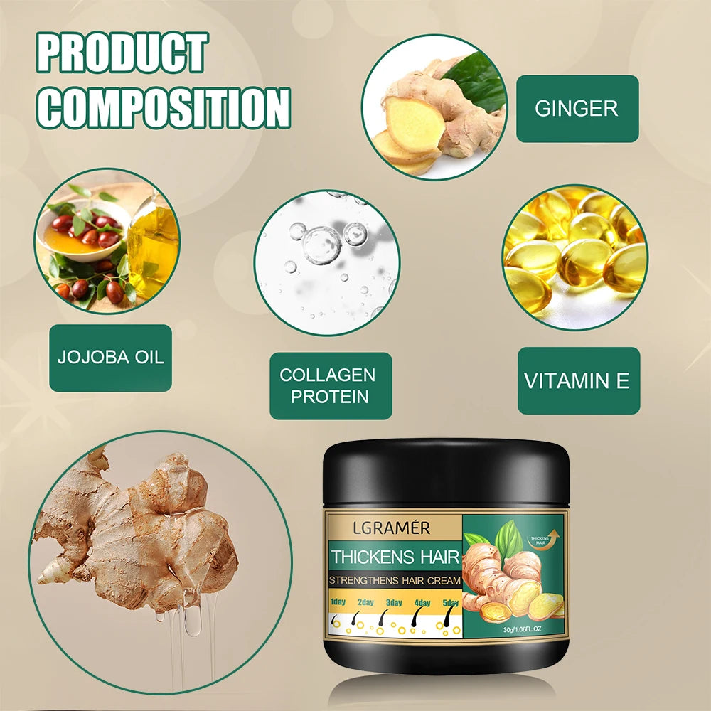 Ginger Hair Cream Deep Cleansing Promote Hair Growth Relieving Hair Loss Improving Scalp Stimulate Hair Follicle Smoothing Care Peaceful Pleasures Health and Wellness
