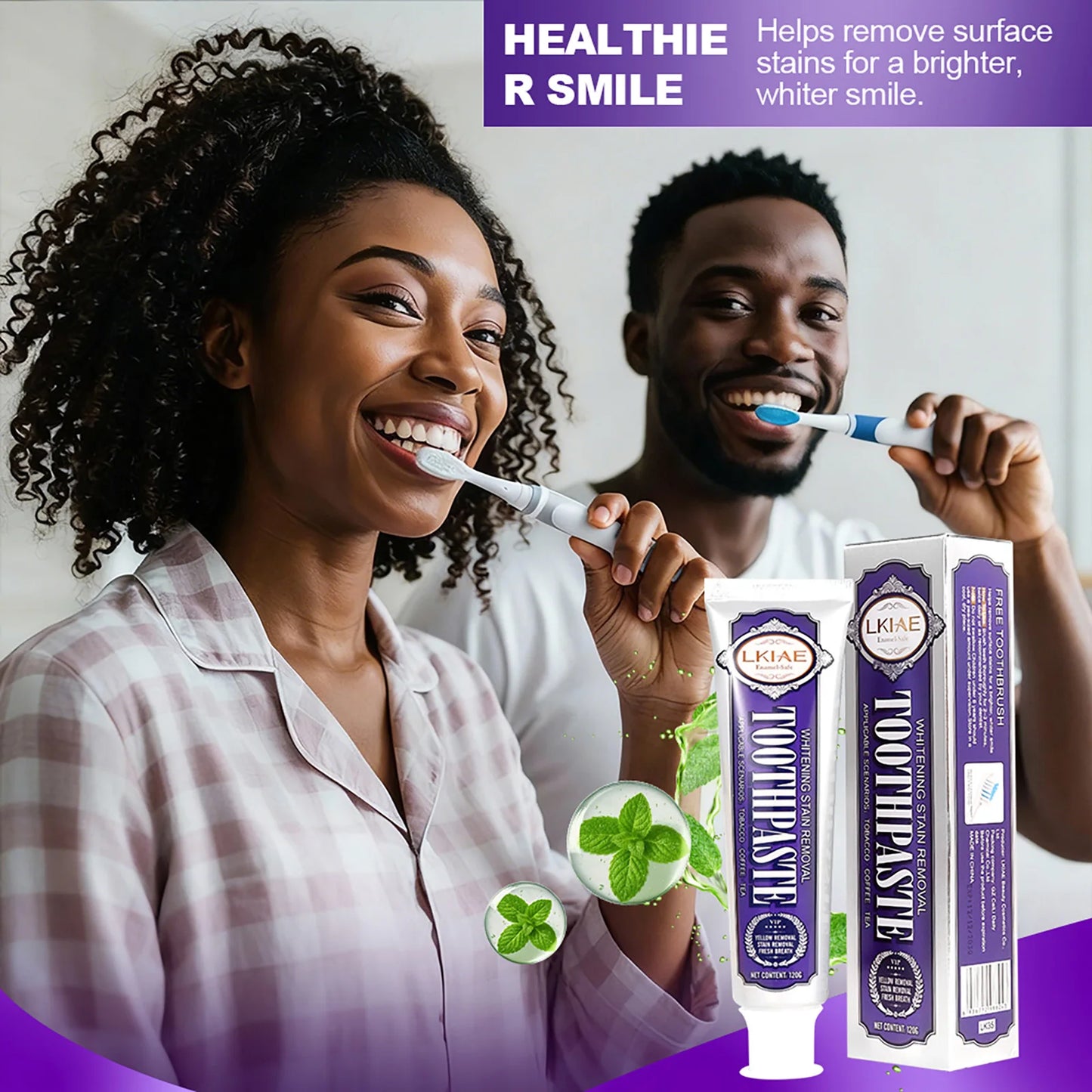 LKIAE Whitening Toothpaste | Stain Removal & Fresh Breath Mint