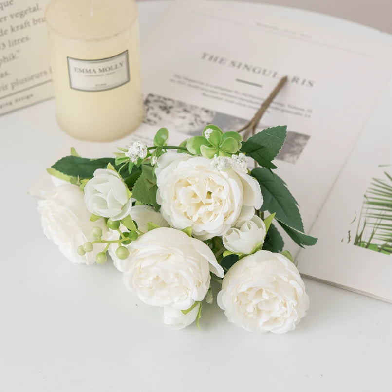 Silk Peony Bouquets 2/4PCS – Artificial Flowers Wedding & Home
