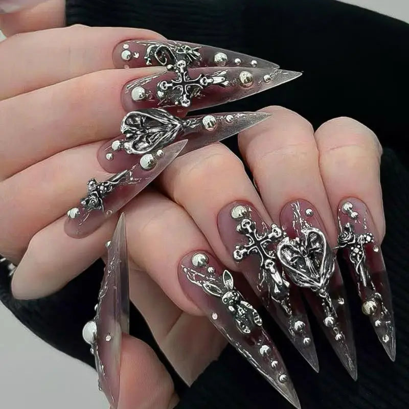 12Grid Vintage Cross Nail Art Charms Y2k Metal Style Alloy Cross Skeleton Angel Nail Decorations Accessories Peaceful Pleasures Health and Wellness