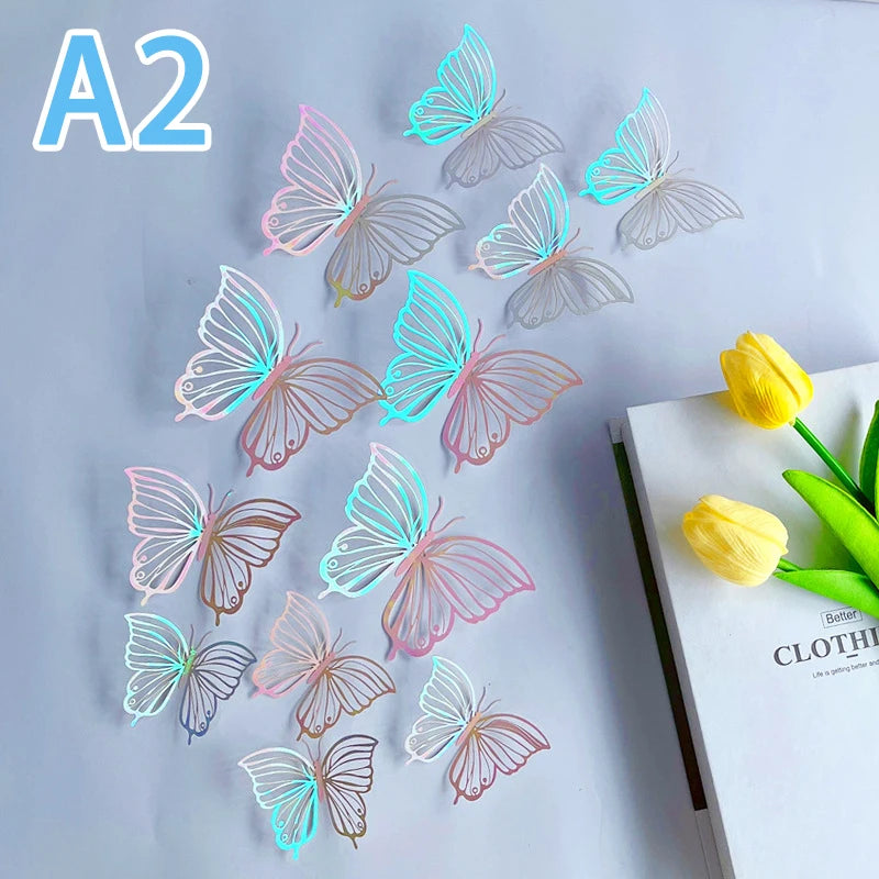 3D Butterfly Wall Stickers 12-Pack | Hollow Carving Home Decor