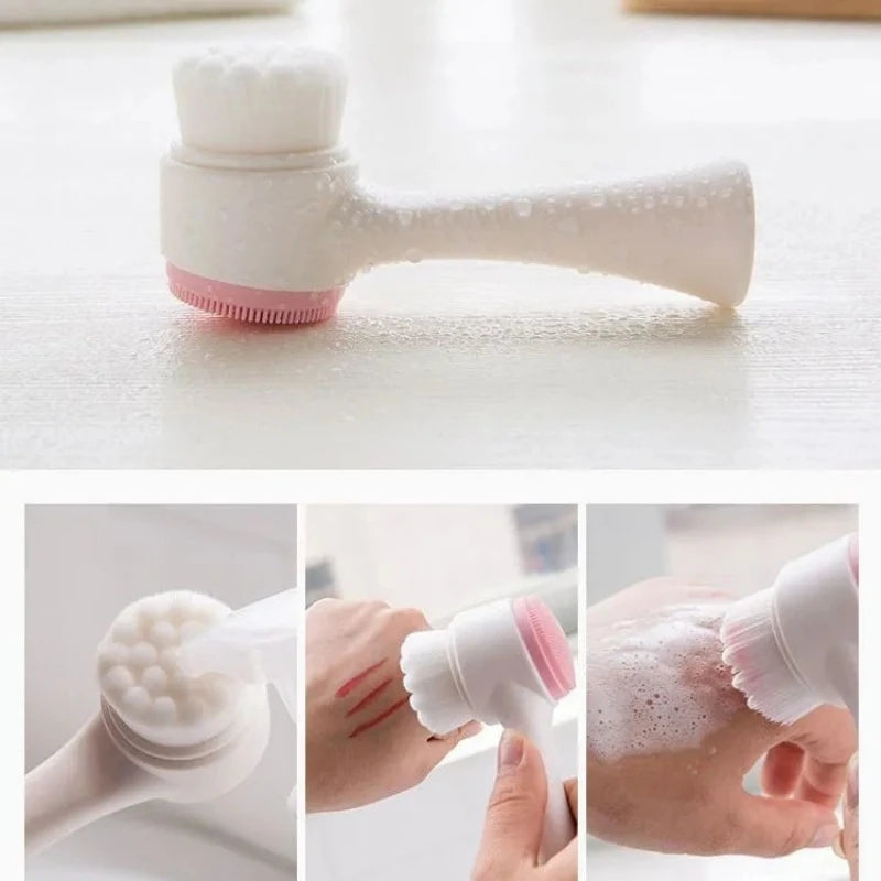 Double-Sided Silicone Face Cleansing & Exfoliating Brush