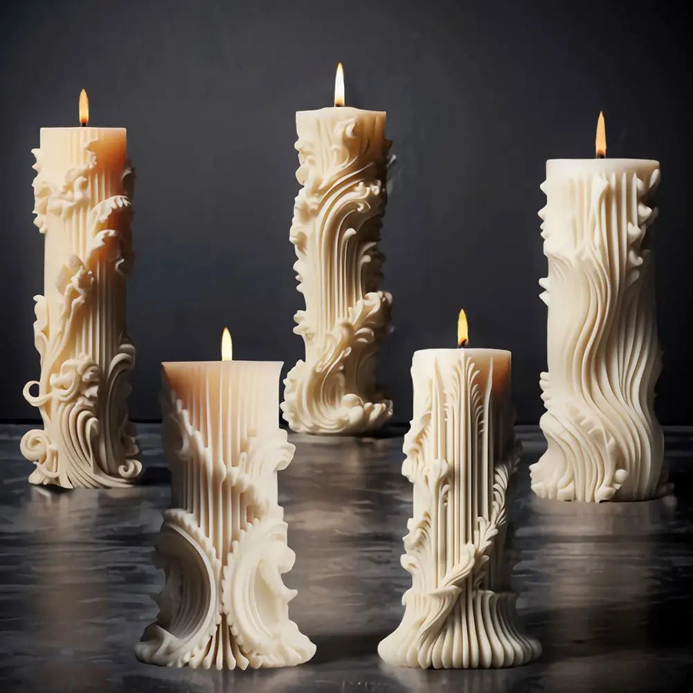 Roman Column Silicone Candle Mold – 5 European Cylinder Styles Silicone Candle Mold Peaceful Pleasures Health and Wellness