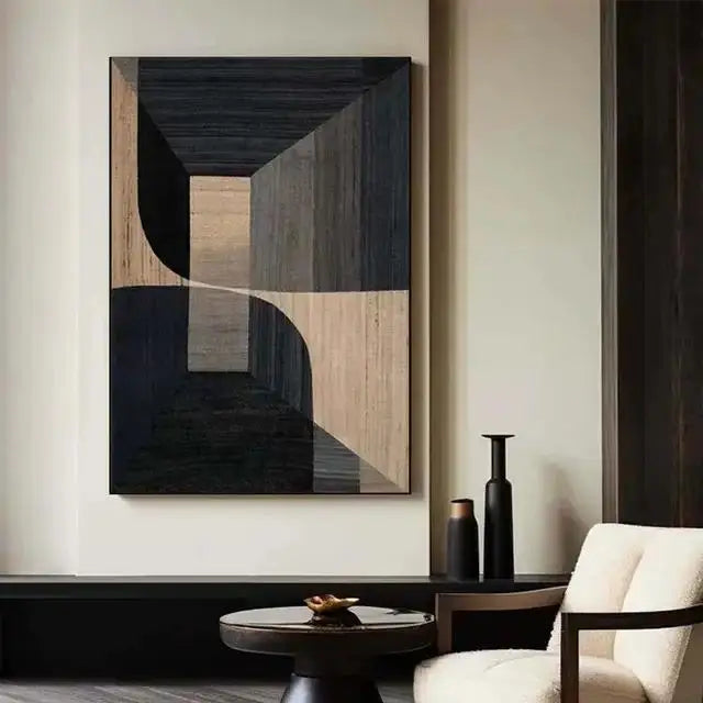 WabiSabi Minimalist Abstract Canvas Wall Art – Brown & Black Canvas Wall Art Peaceful Pleasures Health and Wellness 4 50x70cm Unframed