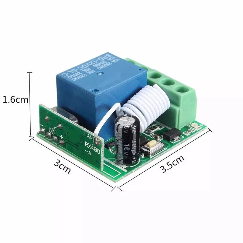 DC 12V 10A RF Relay Receiver 433mhz Wireless Remote Control EV1527 Learning Code Transmitter 2 bottons Peaceful Pleasures Health and Wellness
