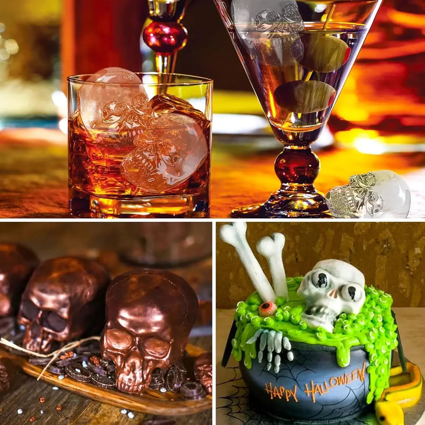 Skull Ice Cube Tray | Food Grade Silicone Mold for Bar & Party