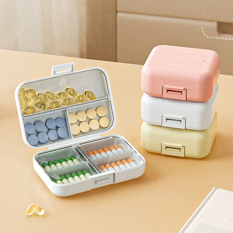 7 Grids Portable Mini Pill Box Double Sealed Medicine Storage Case Week Long Day Divided Lockable Drug Organizer Weekly Pill Box Peaceful Pleasures Health and Wellness