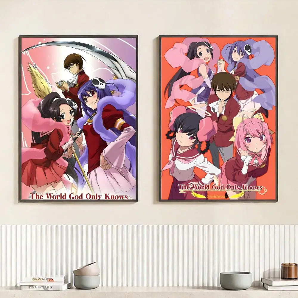Anime T-The World God Only Knows Poster HD Self Adhesive Waterproof Wall Art Ideal for Home Office Dorm Bedroom Great Gift Peaceful Pleasures Health and Wellness