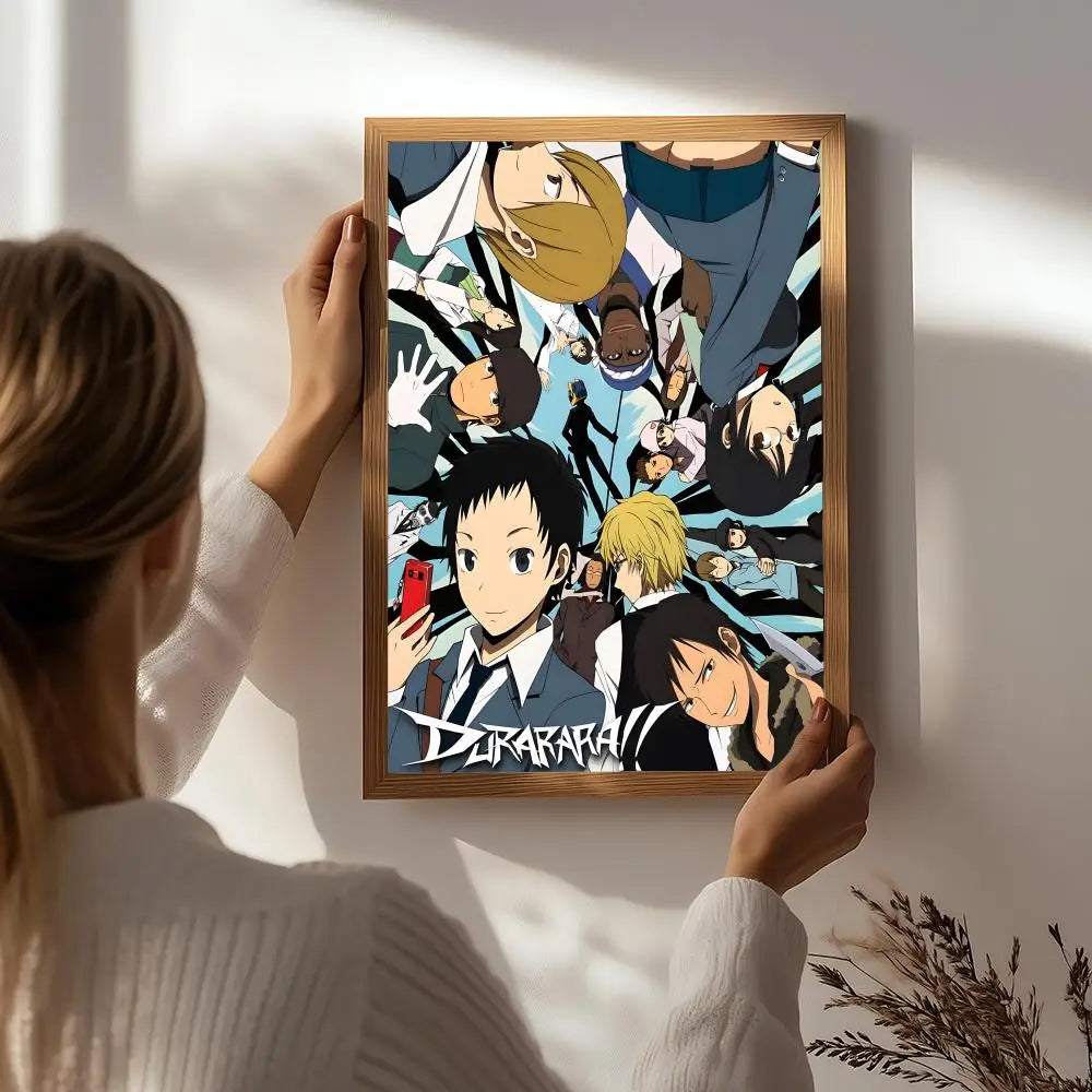 Anime D-Durarara!! Poster HD Self Adhesive Waterproof Wall Art Ideal for Home Office Dorm Bedroom Great Gift Peaceful Pleasures Health and Wellness White4 30X40cmNoframe