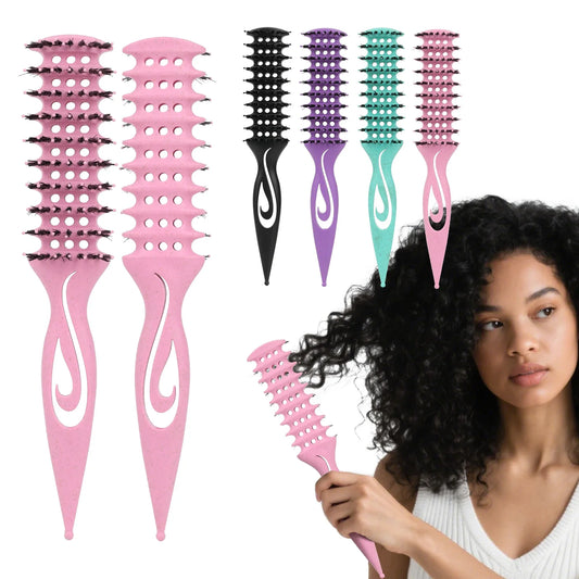 Curl Defining Styling Brush | Hollow Nylon Detangling Hair Comb Curl Styling Brush Peaceful Pleasures Health and Wellness