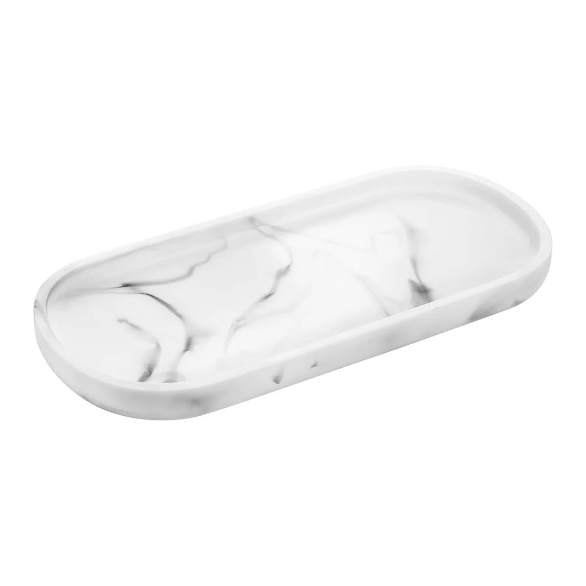 Oval Soap Dispenser Tray, Bathroom Vanity Tray, 9.8" Kitchen Counter Trays, Silicone Bathroom Tray for Counter, Toilet Tank Tray Peaceful Pleasures Health and Wellness WHITE