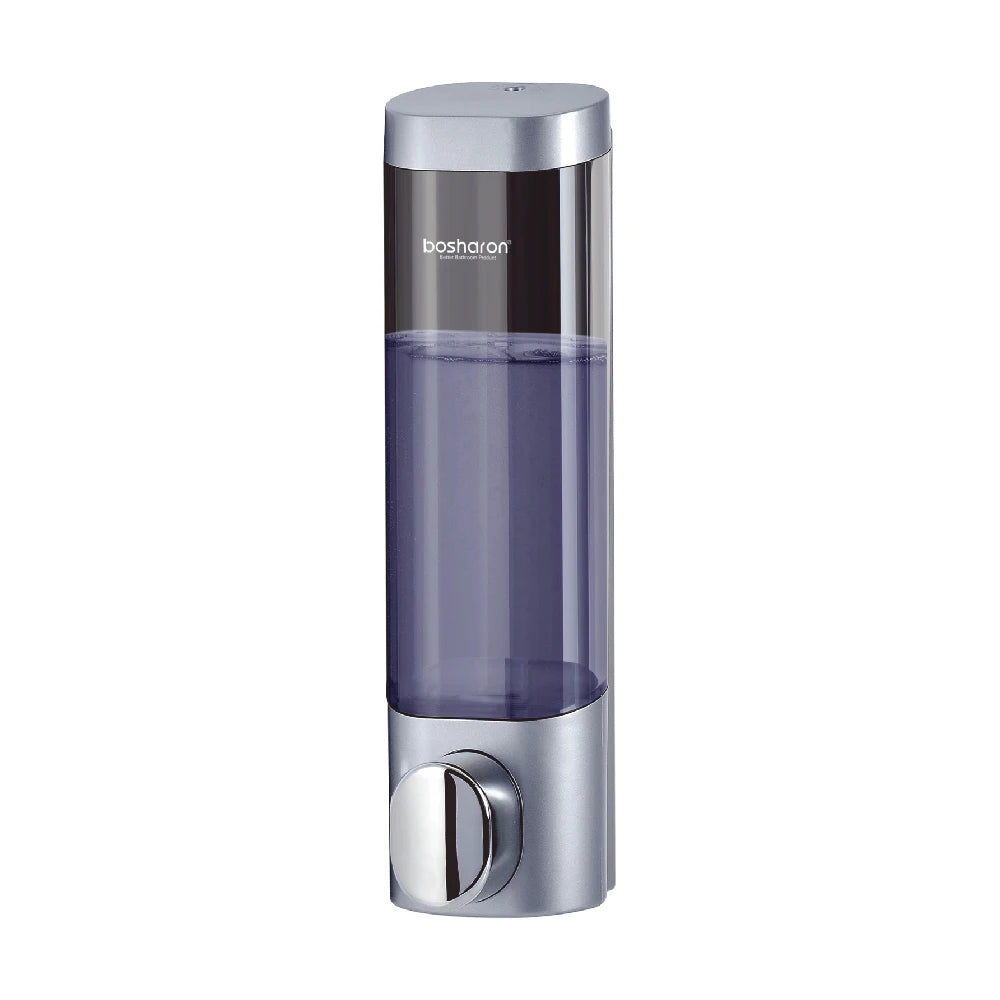 Wall Mounted Shampoo and Conditioner Dispenser, Shower Dispenser, 1 Chamber No Drill Peaceful Pleasures Health and Wellness Silver