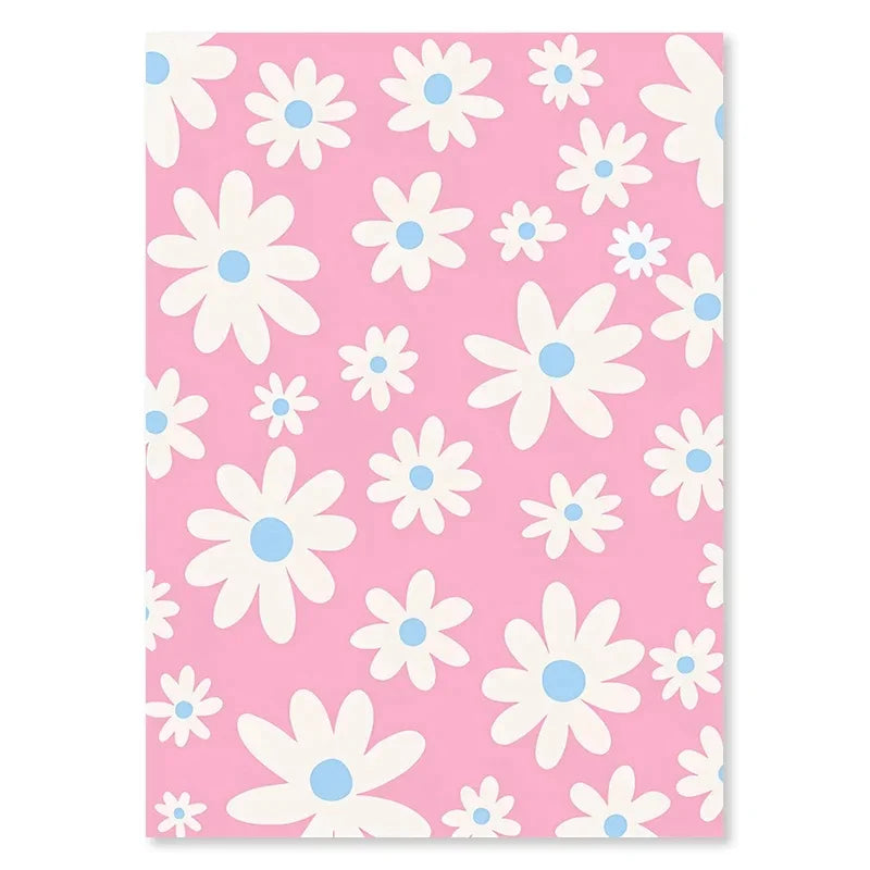 Abstract Danish Pastel Canvas Wall Art | Purple Smiley Flower