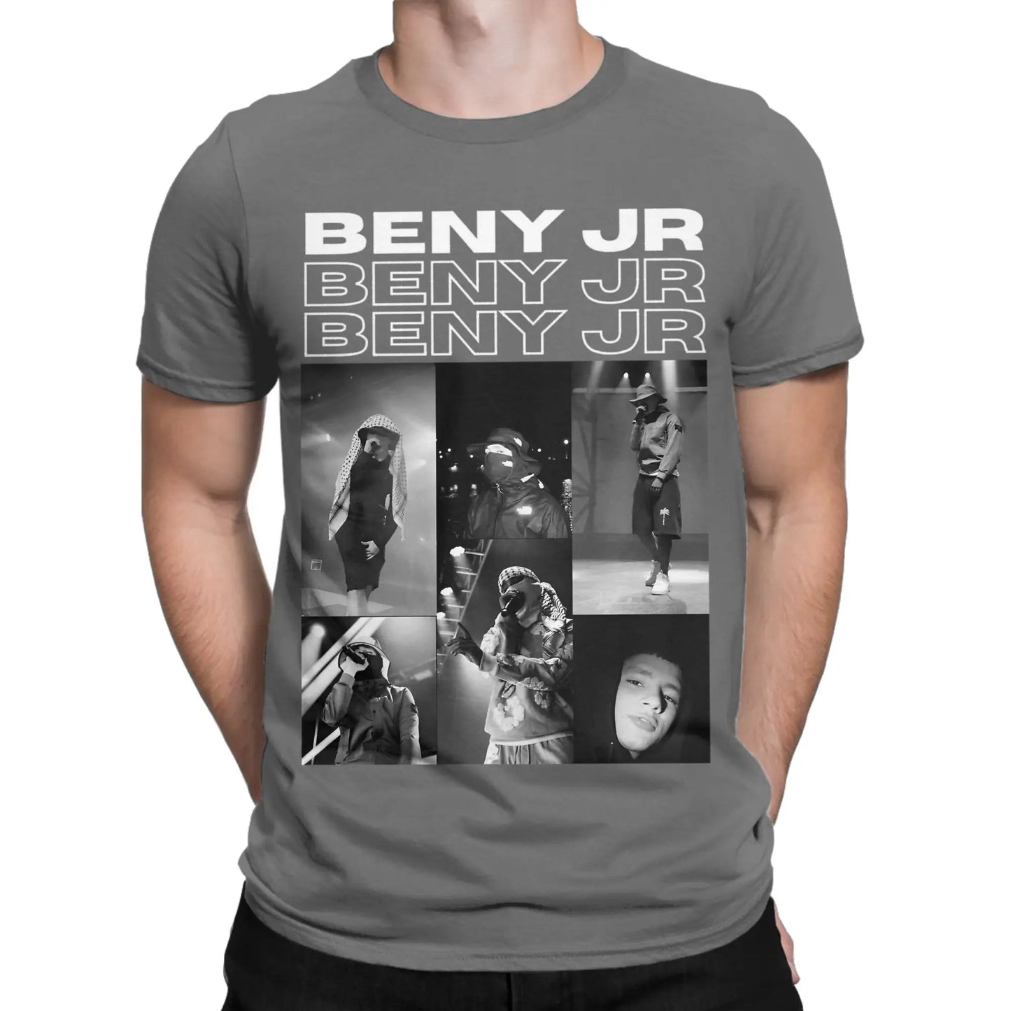 Benys Jr Pure Cotton T Shirt For Men Beach Rapper Y2K Casual T Shirts Crewneck Fashion Tees Oversize Pattern Tops Peaceful Pleasures Health and Wellness Dark Grey L