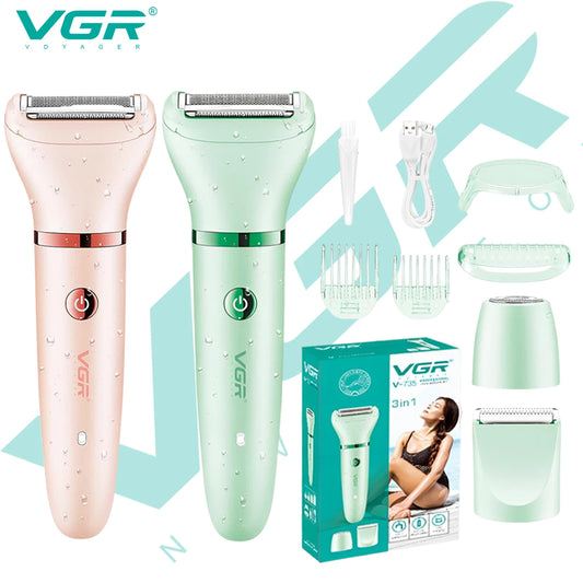 VGR 735 3-in-1 Hair Removal Device for Women, Shaver for Removing Scars, Electric Rechargeable Professional Hair Trimmer Peaceful Pleasures Health and Wellness
