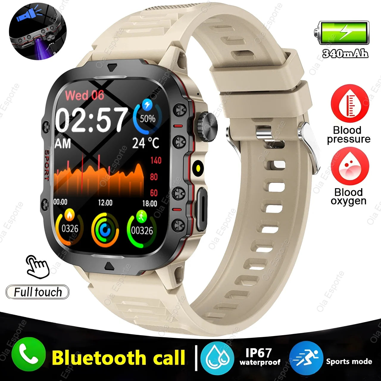 Ola Esporte Smart Watch | Bluetooth Call, Fitness Tracker, IP67