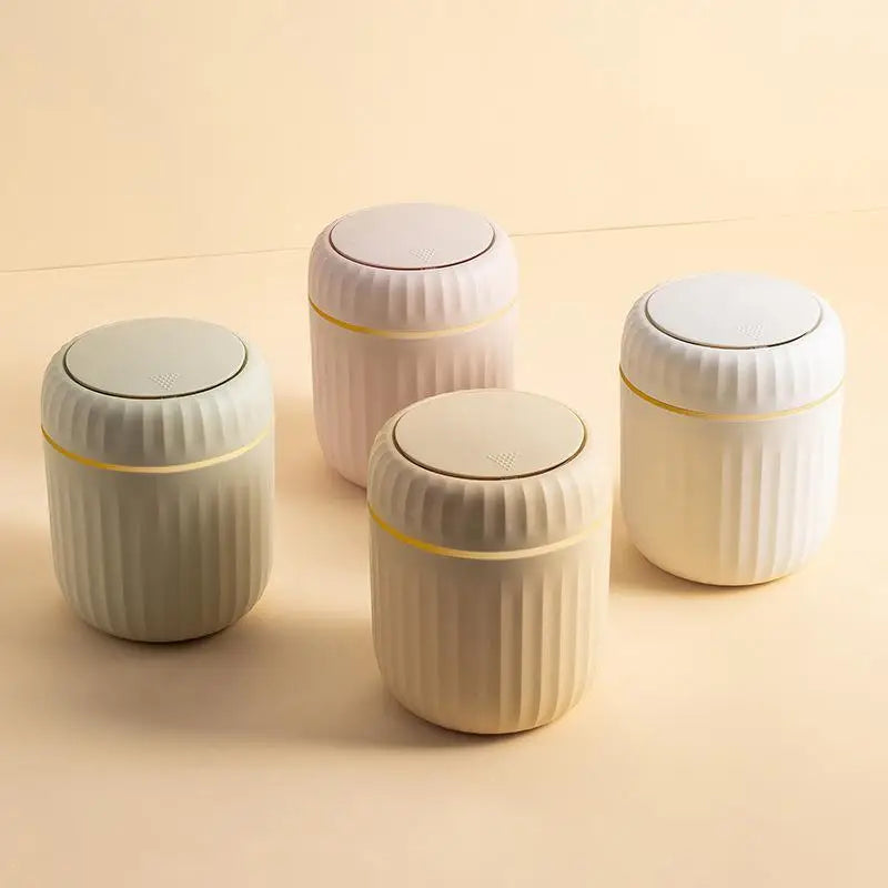 Mini Desktop Trash Can Press Covered Bedroom Office Desk Organizer