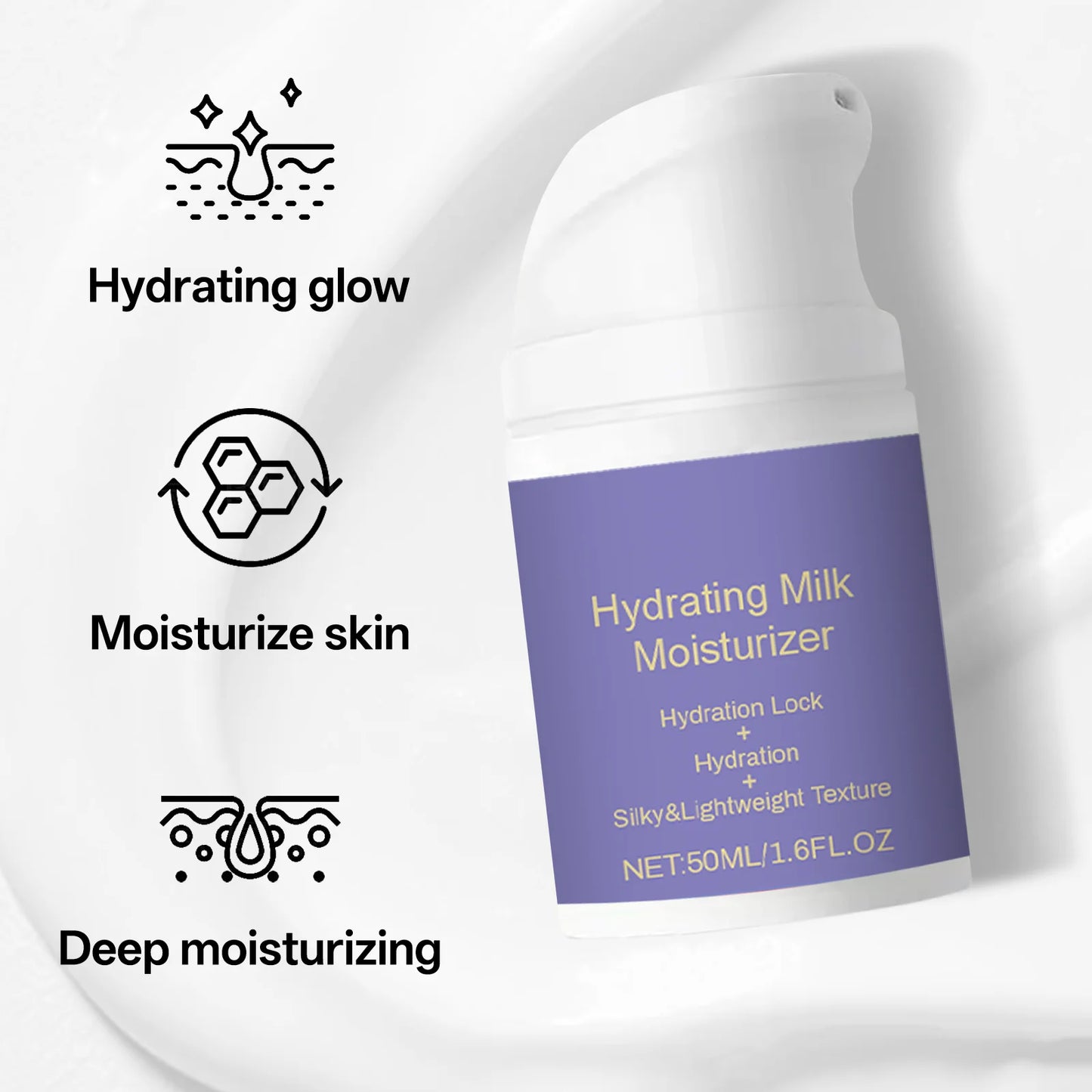 Hydrating Milk Moisturizer 50ml for All Skin Types Lightweight Non-Greasy Daily Face Balm with Shea Butter and Glycerin Peaceful Pleasures Health and Wellness