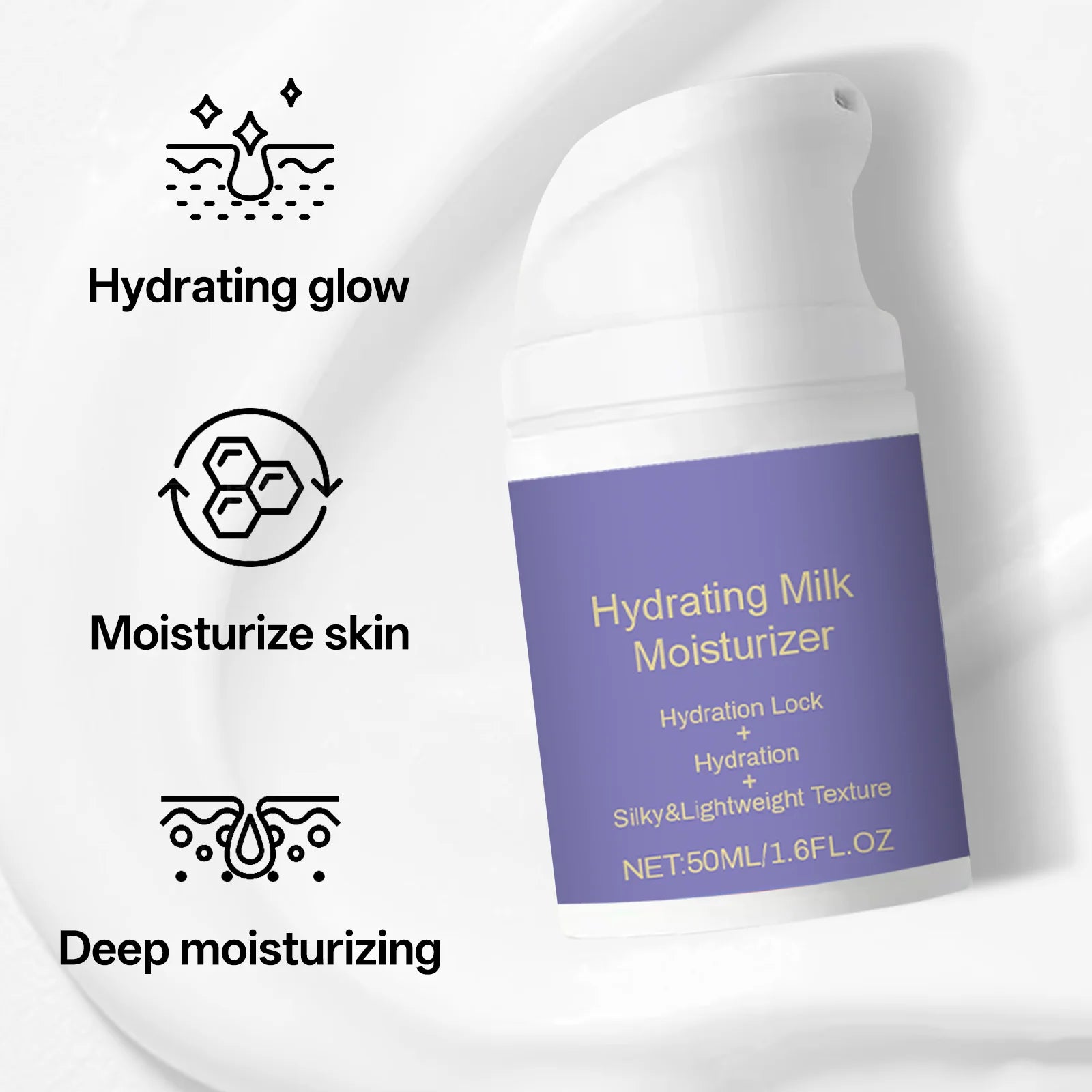 Hydrating Milk Moisturizer 50ml for All Skin Types Lightweight Non-Greasy Daily Face Balm with Shea Butter and Glycerin Peaceful Pleasures Health and Wellness