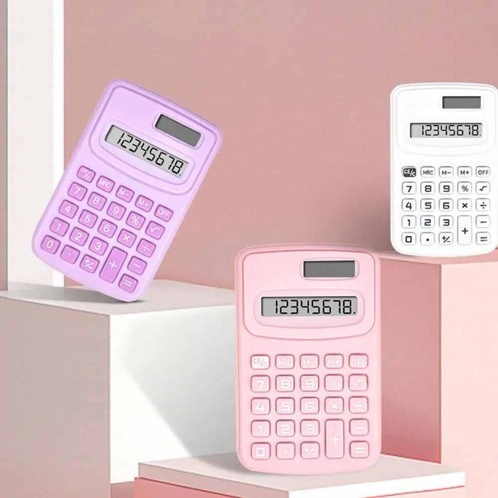 Portable Calculator Cute 8 Digits LCD Electronic Kids Home Office Primary School Calculator Teaching Supplies Peaceful Pleasures Health and Wellness