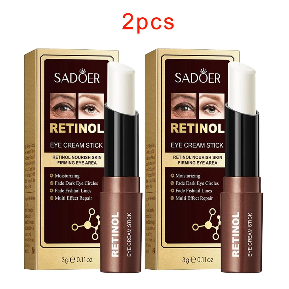 Retinol Eye Cream Stick Remove Anti Dark Circles Under the Eyes Moisturizing Firming Eyes Brighten Eye Skin Care Products Peaceful Pleasures Health and Wellness 2pcs