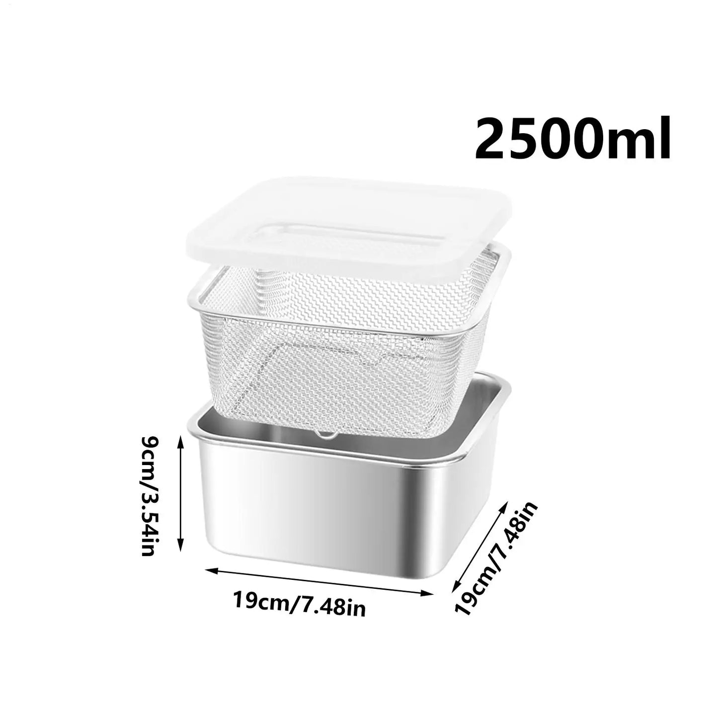 Stainless Steel Lunch Box with Strainer & Airtight Lid