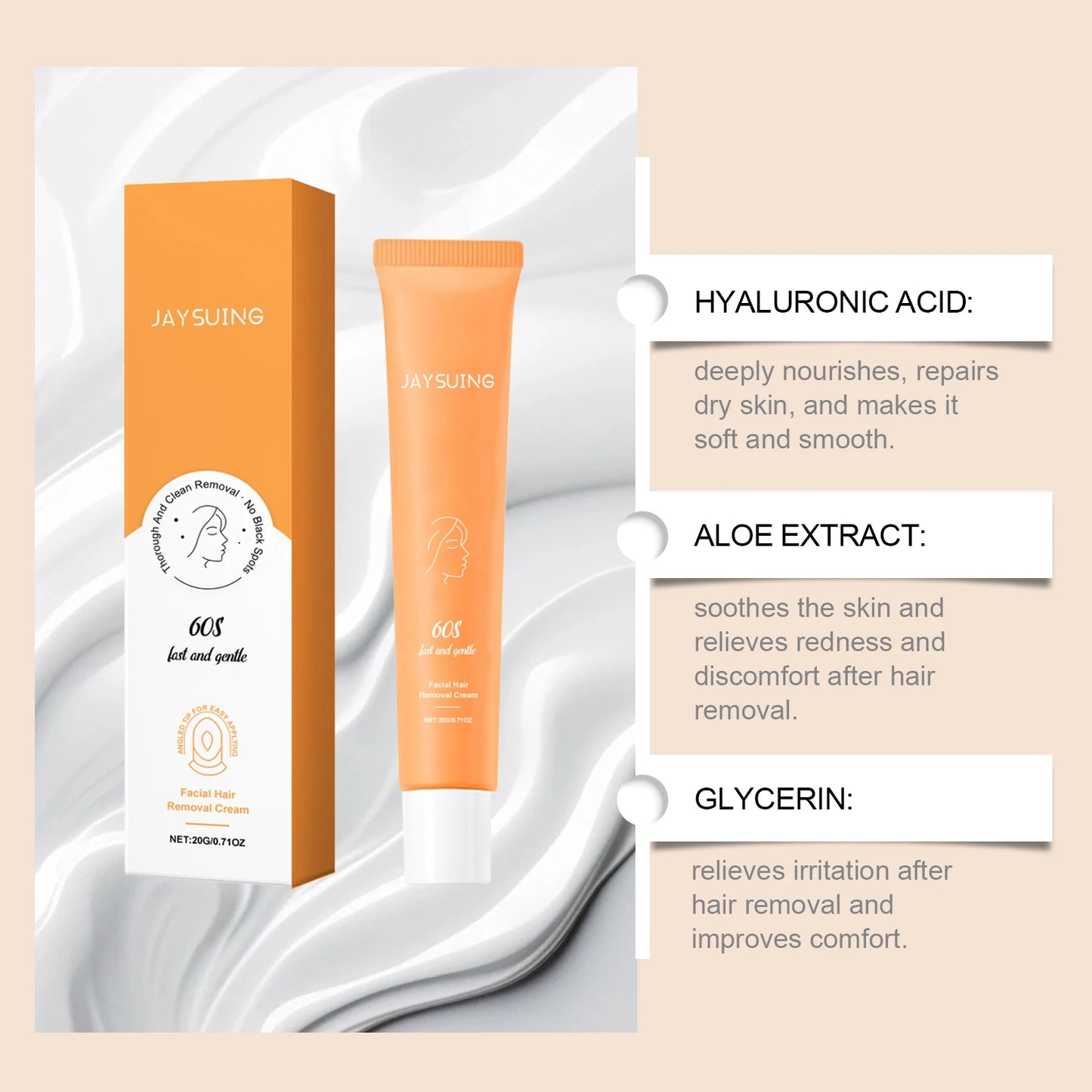 Jaysuing Facial Hair Removal Cream – Lip & Underarm 20g
