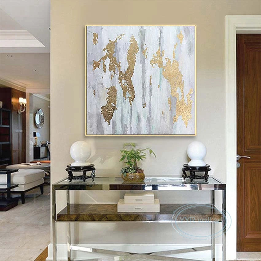 New High Quality Gold Foil Mural Wall Art Canvas Oil Painting Light Luxury Home Decor Handmade Acrylic Abstract Hanging Poster Peaceful Pleasures Health and Wellness
