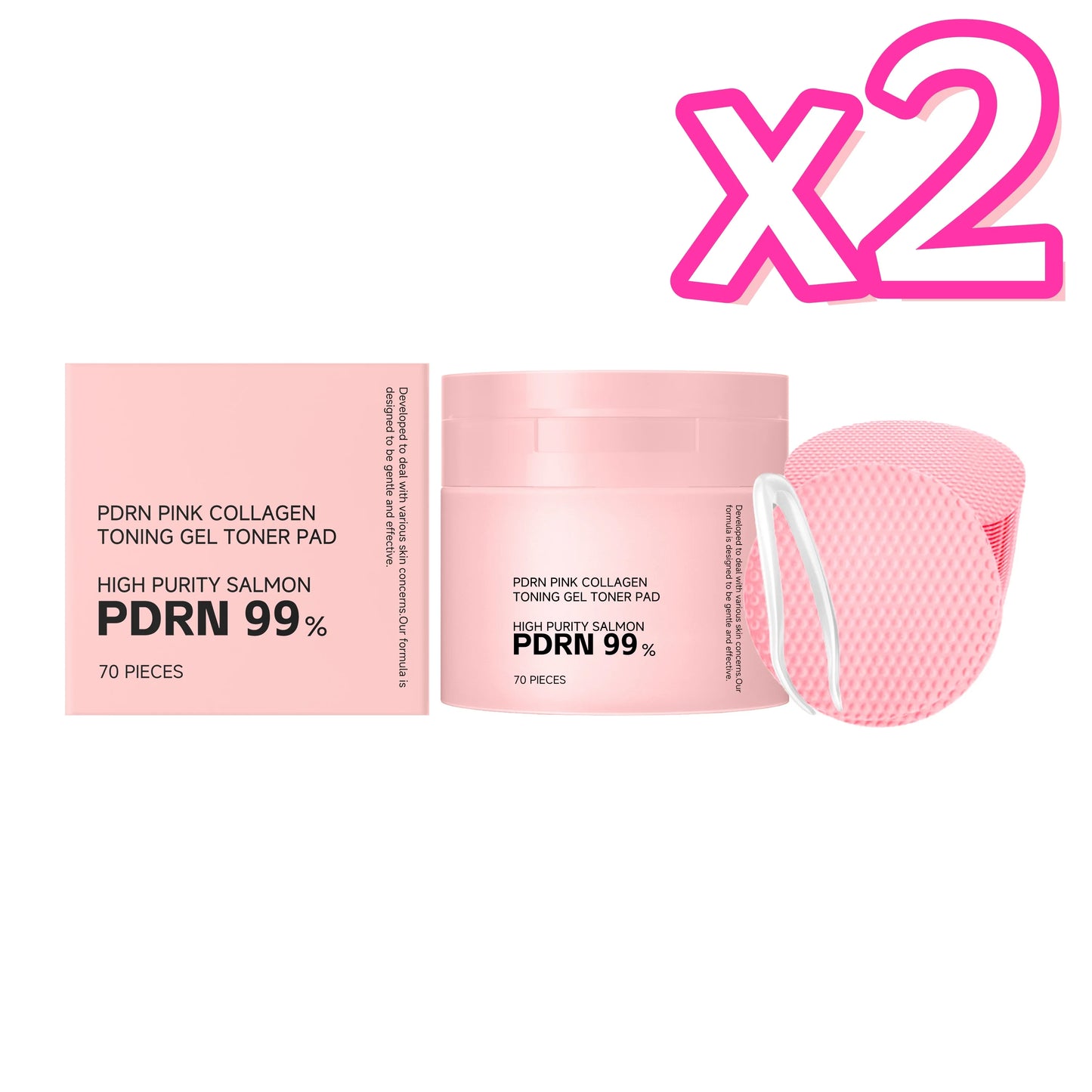 PDRN Collagen Toner Pads Repair Skin Barrier Calm Redness Hydrate Skin Reduce Skin Fine Lines Brighten Dullness Facial Toner Pad Peaceful Pleasures Health and Wellness 2 x 70pcs Boxed