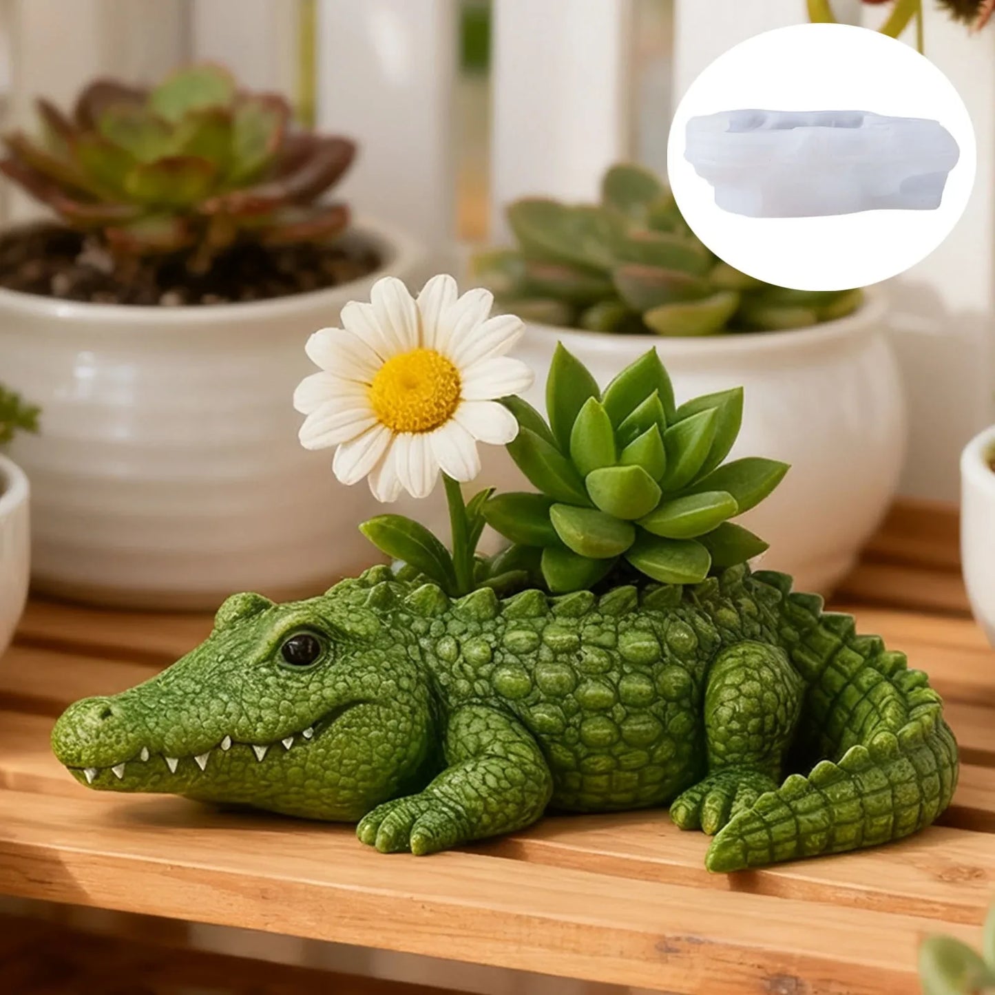 3D Crocodile Silicone Mold – DIY Gypsum, Resin & Planter