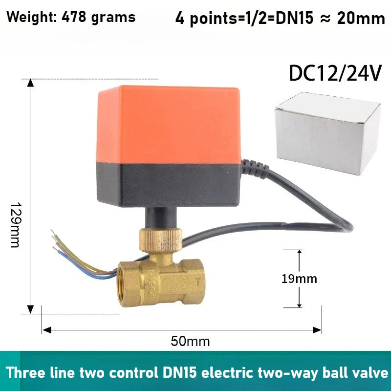 Copper Electric Ball Valve DN15–DN50 | 12V 24V 220V