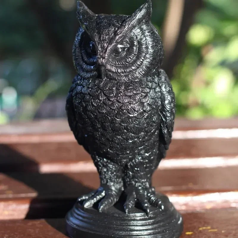 Gothic Halloween Owl & Raven Candle Holder Tabletop Ornament