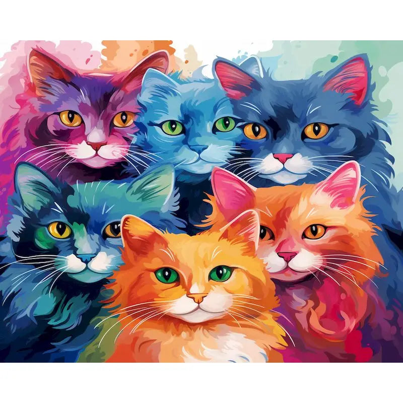 Abstract Cat Paint by Numbers Kit for Adults – 60x75cm Canvas