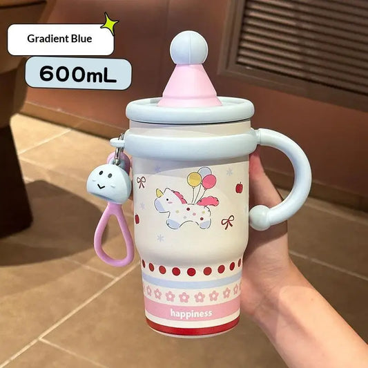 600ml Cartoon Stainless Steel 316 Leak-Proof Tumbler for Girls Stainless Steel Tumbler Peaceful Pleasures Health and Wellness