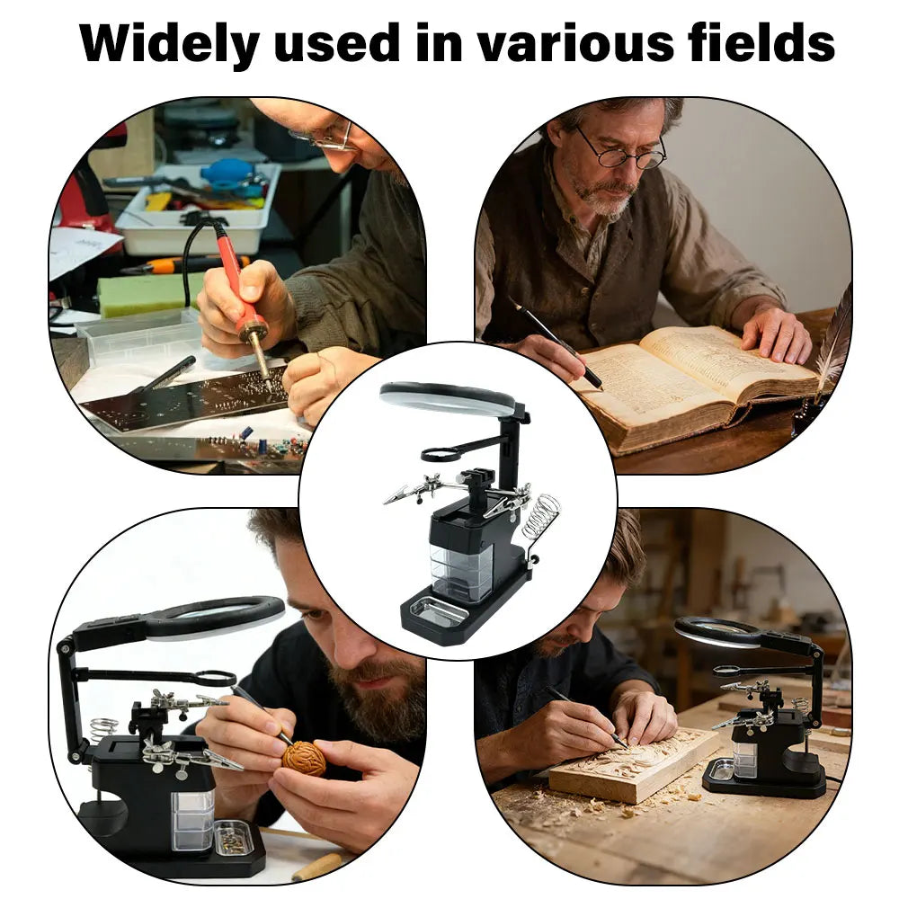 NEW 2.5X 4X 16X Magnifying Glass Soldering Stand with 16 LED Lights - Third Hand Tool for Welding Repair and Inspection Work Peaceful Pleasures Health and Wellness