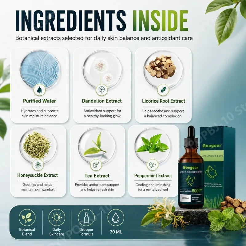 Organic Clarifying Drops – Dandelion, Licorice & Mint | 30ml