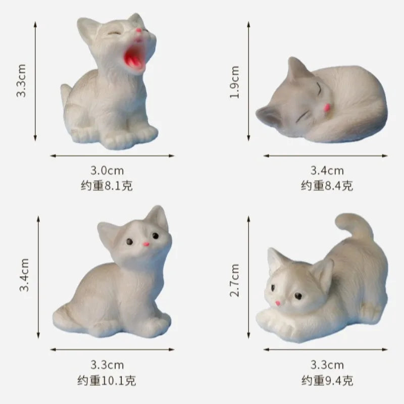1PC Animal Miniature Fairy Garden Doll House Decoration DIY Micro Landscape Resin Cat Ornament Kitten Figurine Home Decor Peaceful Pleasures Health and Wellness