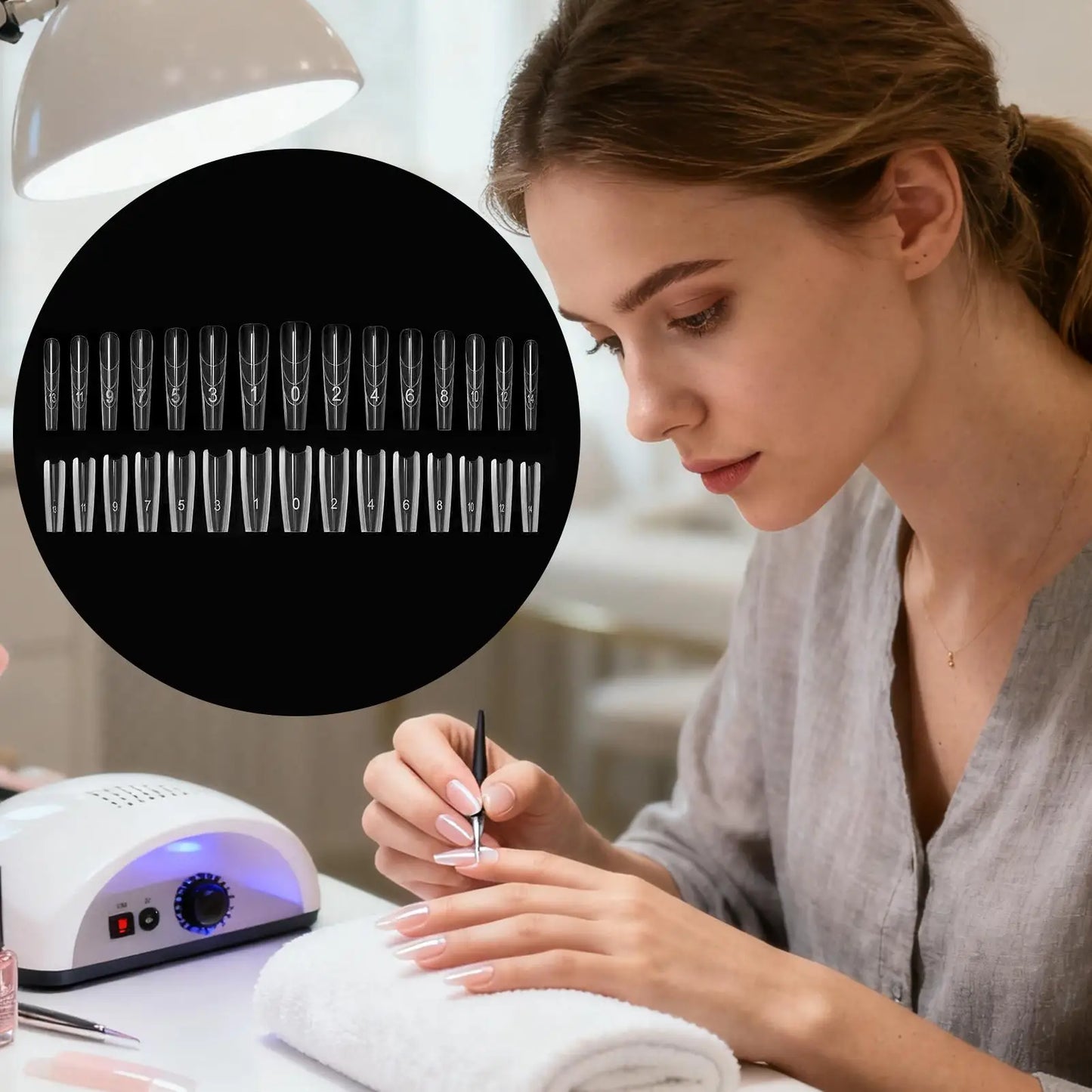 240Pcs Clear Building Nail Mold Tips Nail Extension Form Full Cover Finger Nail Arts Extend Builder Mold False Manicure Tool Peaceful Pleasures Health and Wellness