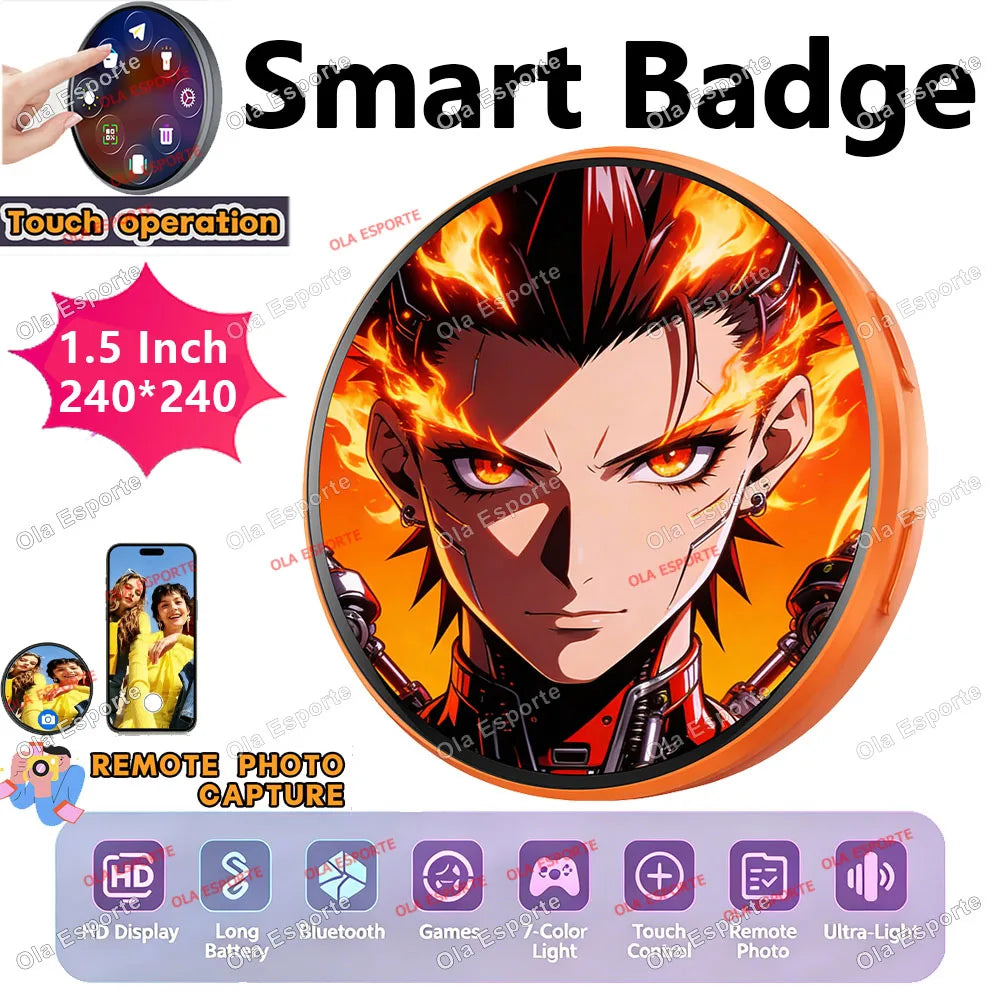 Anime LED E-Badge 1.85" Touch Screen Display Pin | Otaku Gift
