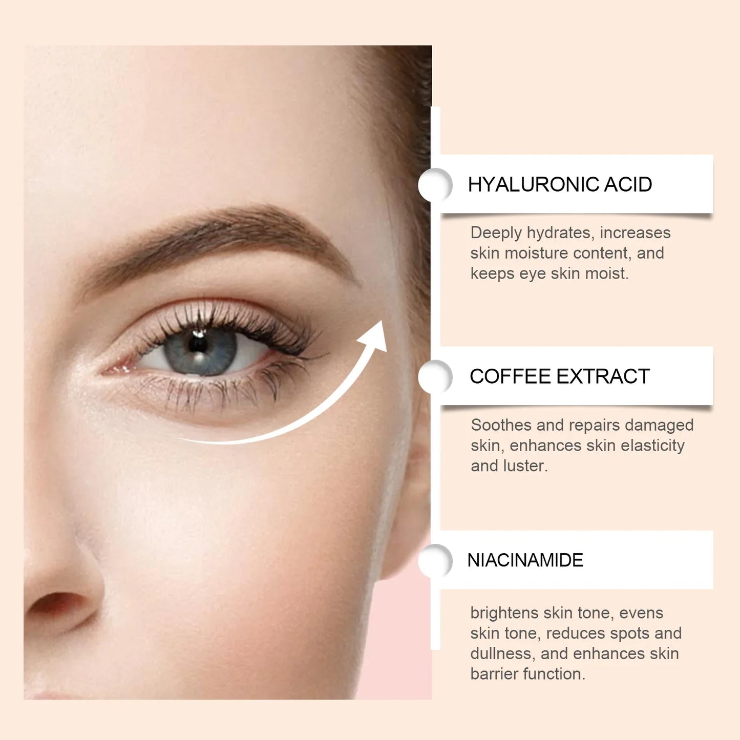 Jaysuing Coffee Eye Mask – Dark Circles, Anti-Aging, 60 Pcs
