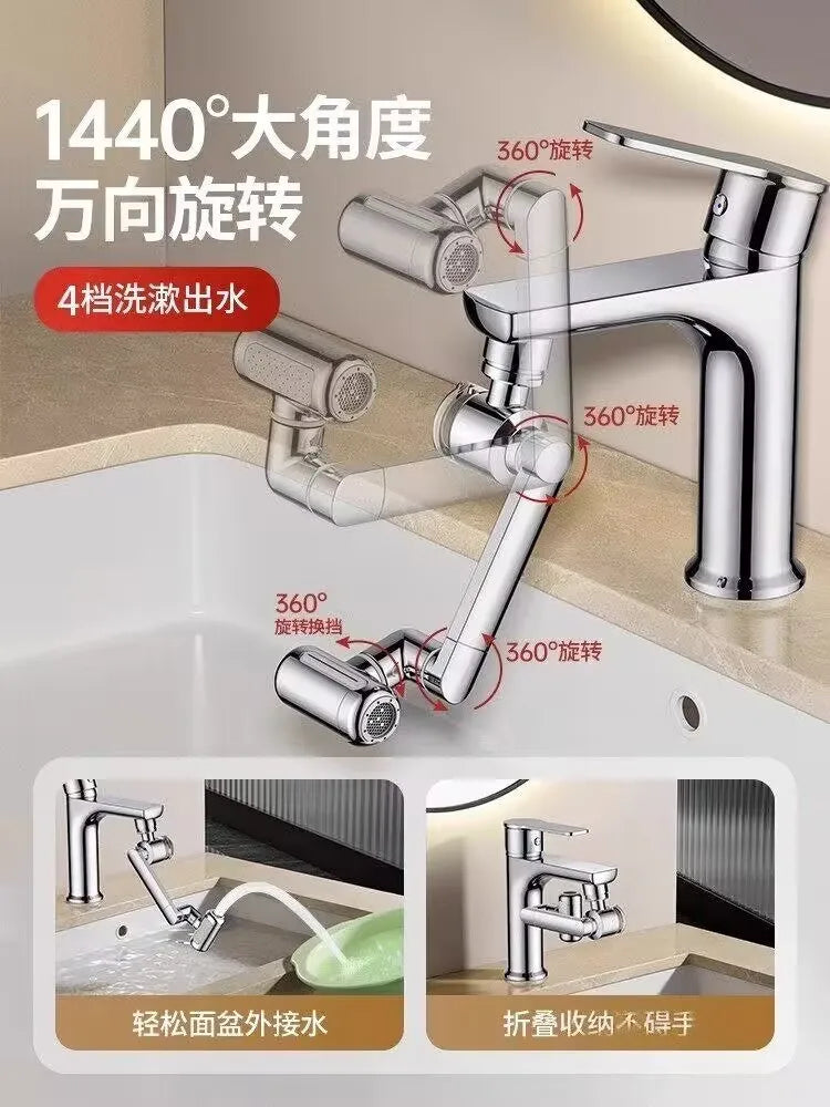 1440° Swivel Kitchen Faucet Extender – 4-Mode Filter Aerator