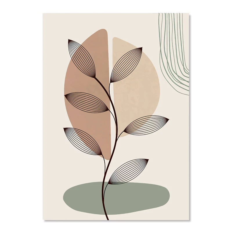 1pc frameless Canvas painting Boho Posters Abstract Geometry Line Canvas Painting Leaves Sun Rainbow Nordic Wall Art Pictures Peaceful Pleasures Health and Wellness D 20x30cm Unframed