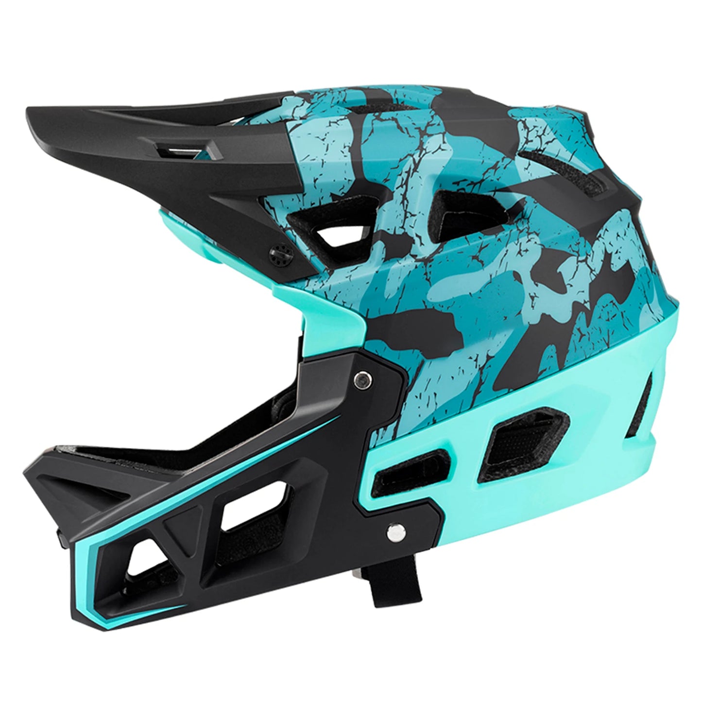 Full Face Mountain Bike Helmet Adult Racing Downhill MTB Helmet for Men/Women Adult Mountain Bike Helmet with Visor Peaceful Pleasures Health and Wellness Camouflage blue M