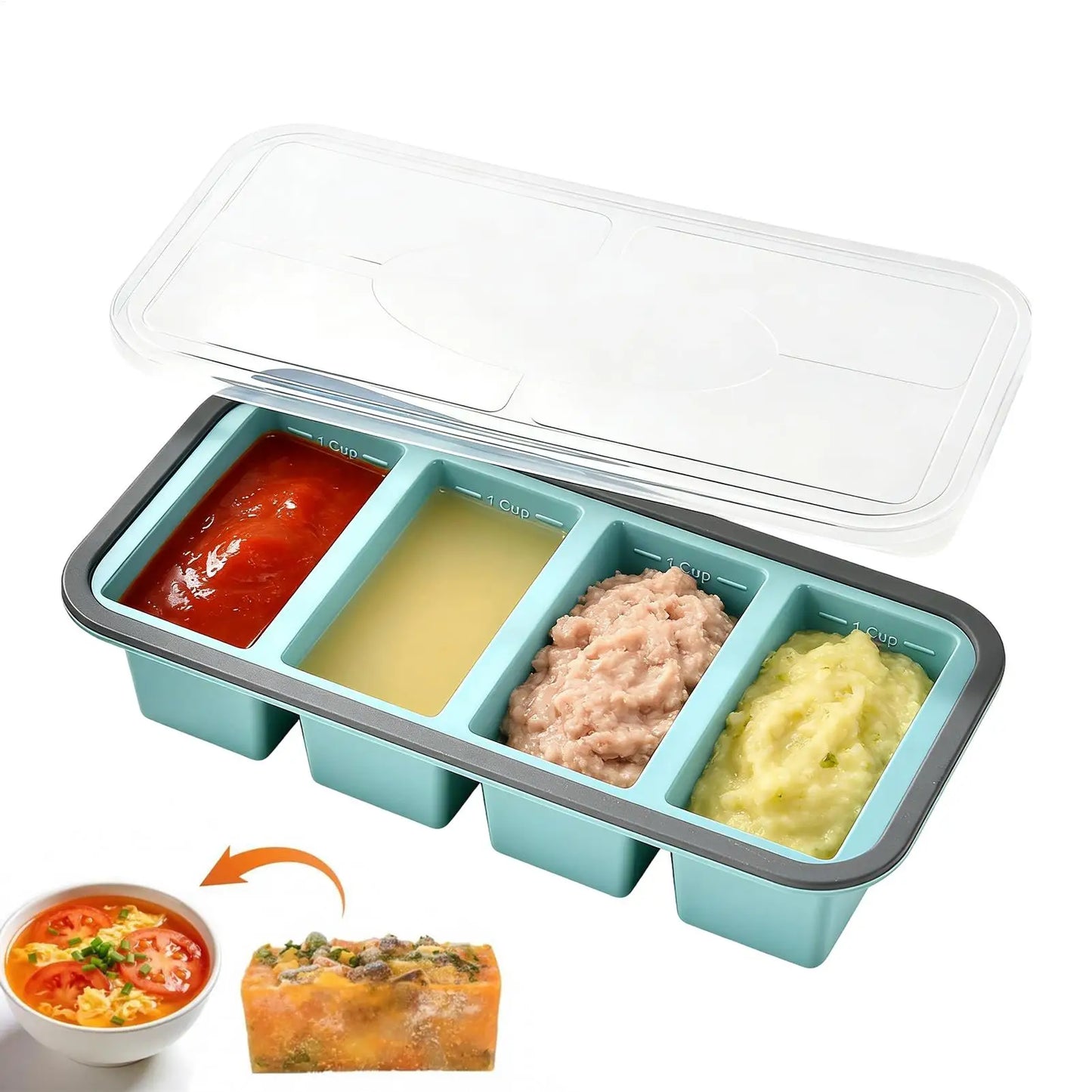 Silicone Freezer Tray with Lid | Soup, Broth & Meal Prep Mold