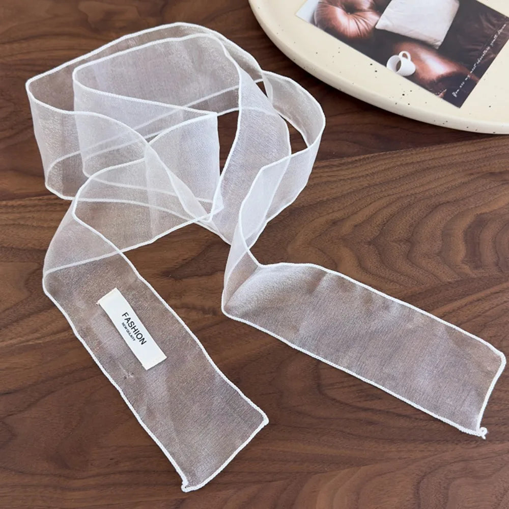 Y2K Organza Silk Scarf – Narrow Headscarf & Beach Wrap
