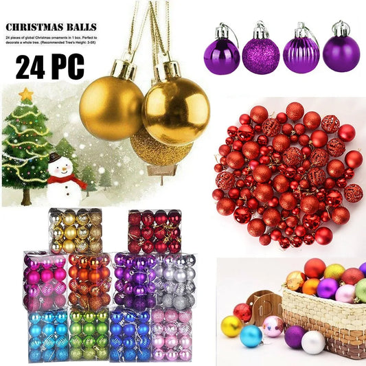 30mm Christmas Xmas Tree Ball Bauble Hanging Home Party Ornament Decor 24pc Tree Decoration Balls Xmas Party Hanging Pendant Peaceful Pleasures Health and Wellness