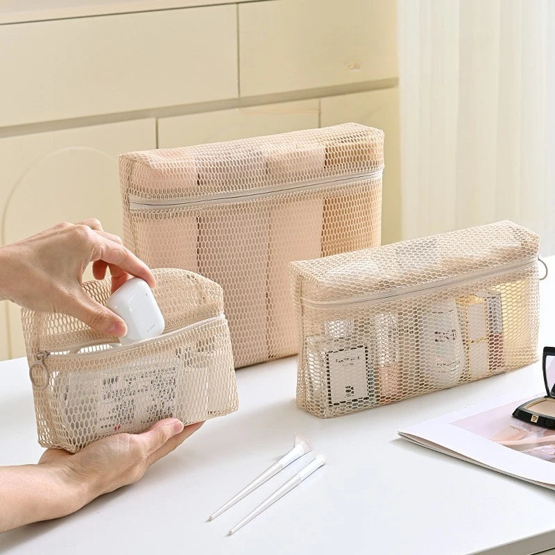 Mesh Travel Toiletry Bag – TSA Carry-On Clear Cosmetic Organizer