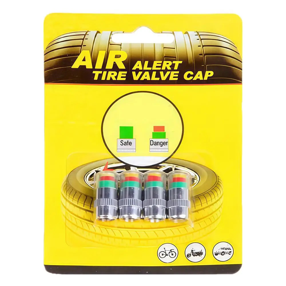 Tire Pressure Alert Valve Caps 4-Pack | Color-Changing Monitor