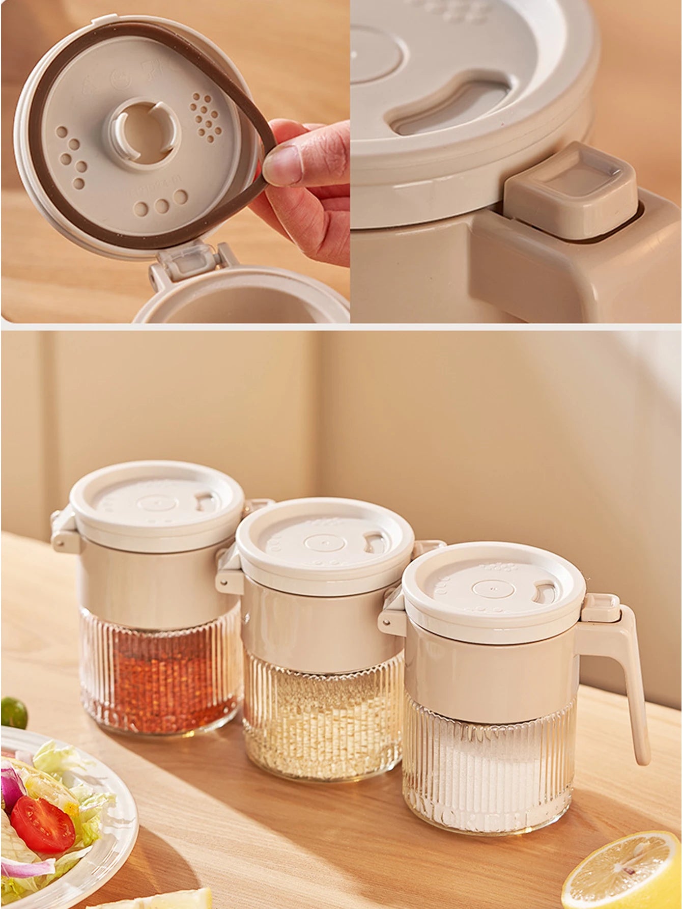 1Pcs Kitchen Dual-Purpose Salt Seasoning Shaker Bottle Kitchen Household Condiment Container Glass Chili Spice Utensils Peaceful Pleasures Health and Wellness